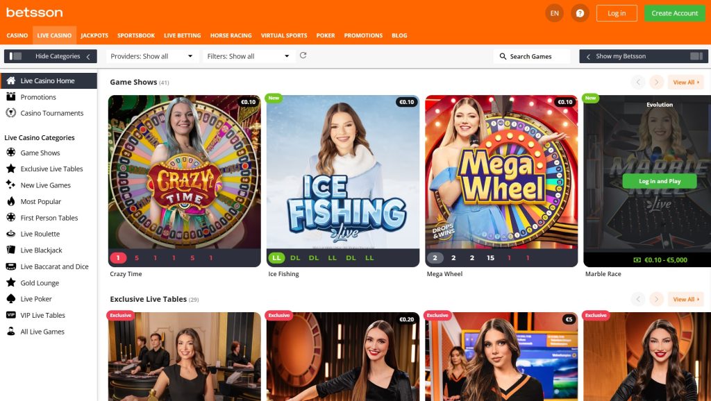 betsson live casino