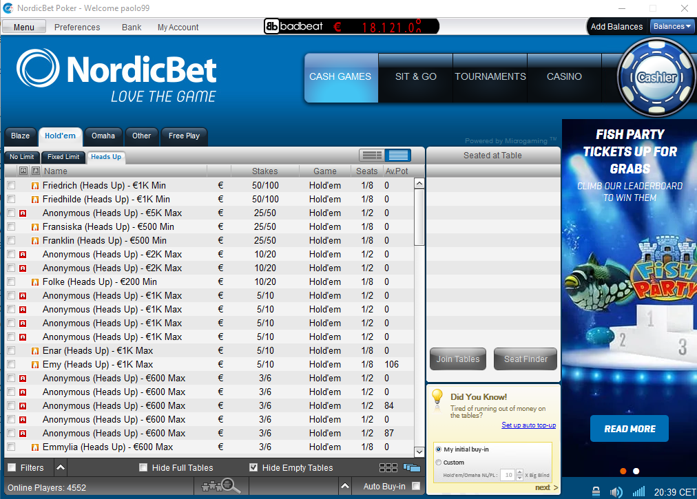 nordicbet poker room